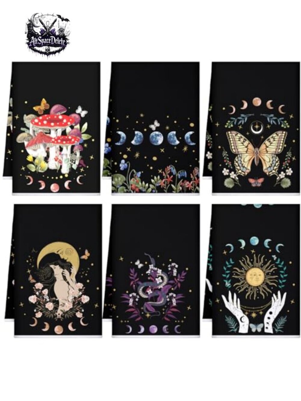 6Pc Witchy Kitchen Towels Boho Gothic Mushroom Dish Towels 16x24 Microfiber